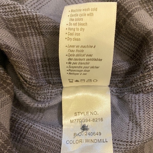 PAIGE Everett Flannel Shirt Men’s Size Med Windmill Blue Plaid Button Front - Picture 9 of 11